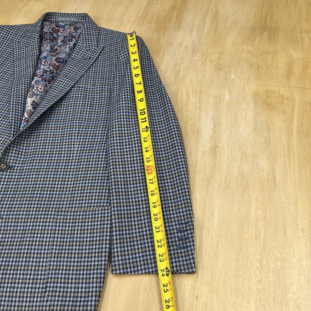 Indochino Custom Blazer Sport Coat Mens 46R Tailored Navy/Blue/yellow Soft‎ Knit - Picture 8 of 14